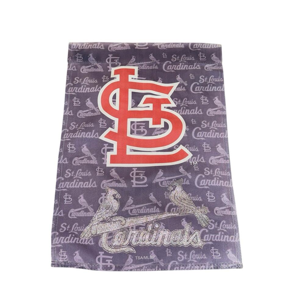 St Louis Cardinals Garden Flag MLB‎ Licensed Glitter Logo Yard Banner Red Birds